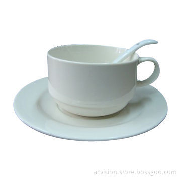 High-quality Ceramic Cup and Saucer, 11oz Mug Capacity, OEM Orders are Welcome